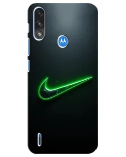 Чехол для Motorola E7 Power с картинкой «Неоновый контур Nike»