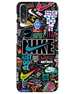 Чехол для Motorola E7 Power с картинкой «Яркий коллаж Nike»