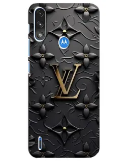 Чехол для Motorola E7 Power с картинкой «Кожаная текстура LV»