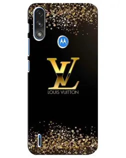 Чехол для Motorola E7 Power с картинкой «LV — золотые искры»