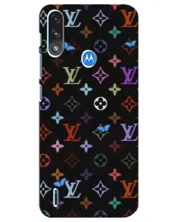 Чехол для Motorola E7 Power с картинкой «Цветная монограмма LV»