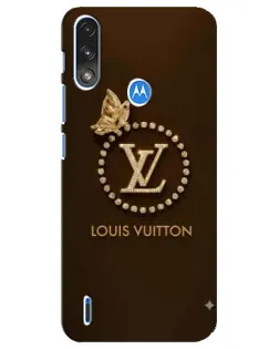 Чехол для Motorola E7 Power с картинкой «LV — золотая печать»