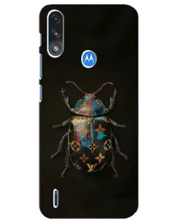 Чехол для Motorola E7 Power с картинкой «LV — мраморный принт»
