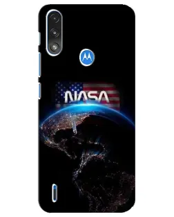 Чехол для Motorola E7 Power с картинкой «Земля из космоса NASA»