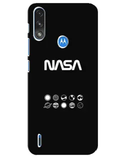Чехол для Motorola E7 Power с картинкой «NASA — технический принт»