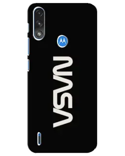 Чехол для Motorola E7 Power с картинкой «NASA — вертикальный логотип»