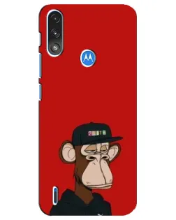 Чохол для Motorola E7 Power з картинкою «Bored Ape — червоний фон»