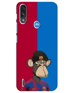 Чехол для Motorola E7 Power с картинкой «Bored Ape — фанат Барсы»