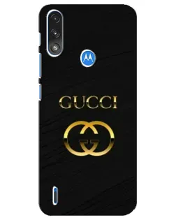 Чохол для Motorola E7 Power з картинкою «Золотий логотип Gucci»