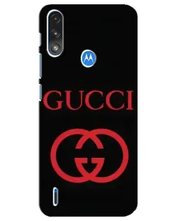 Чохол для Motorola E7 Power з картинкою «Gucci — червоний логотип»