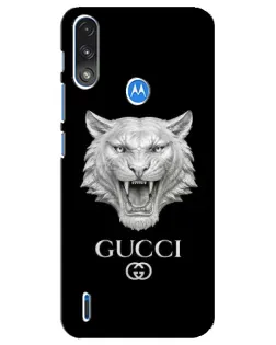 Чехол для Motorola E7 Power с картинкой «Gucci — серебряный лев»