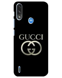 Чехол для Motorola E7 Power с картинкой «Gucci — золото на черном»