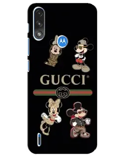 Чехол для Motorola E7 Power с картинкой «Gucci — герои Disney и монограмма»