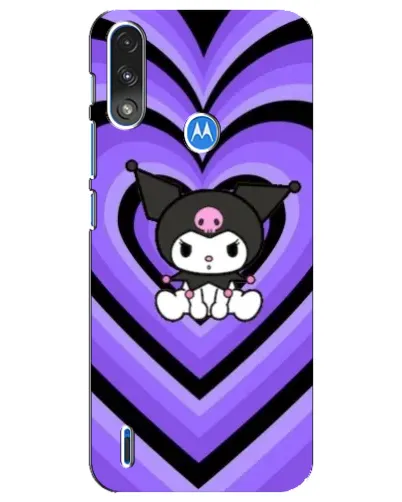 Чехол для Motorola E7 Power с картинкой «Kuromi и фиолетовые сердца»