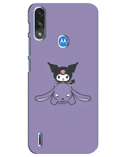 Чехол для Motorola E7 Power с картинкой «Kuromi на лиловом фоне»