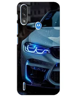Чохол для Motorola E7 Power з картинкою «Погляд BMW з синіми фарами»