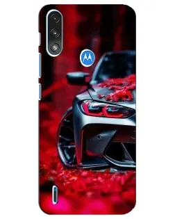Чохол для Motorola E7 Power з картинкою «Спортивна BMW та квіти»