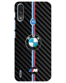 Чохол для Motorola E7 Power з картинкою «Емблема BMW та карбон»