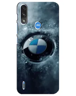 Чехол для Motorola E7 Power с картинкой «Логотип BMW — лед»