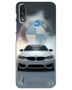 Чехол для Motorola E7 Power с картинкой «BMW в белом дыму»