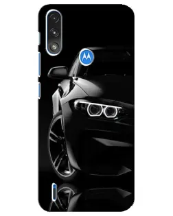 Чехол для Motorola E7 Power с картинкой «Черная BMW — профиль»