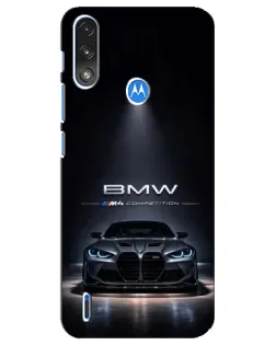 Чехол для Motorola E7 Power с картинкой «BMW сквозь ночной город»