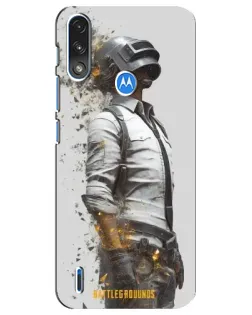 Чехол для Motorola E7 Power с картинкой «PUBG — боец в пыли»