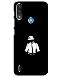 Чехол для Motorola E7 Power с картинкой «PUBG — белый шлем»