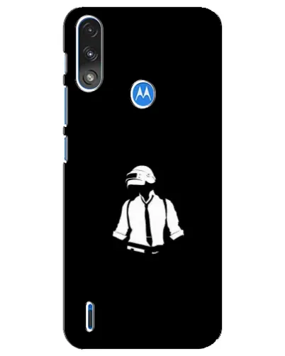 Чехол для Motorola E7 Power с картинкой «PUBG — белый шлем»