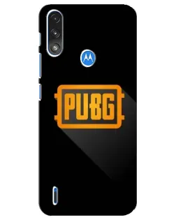 Чехол для Motorola E7 Power с картинкой «PUBG — рамка лого»