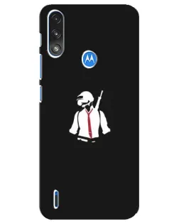 Чехол для Motorola E7 Power с картинкой «PUBG — силуэт воина»