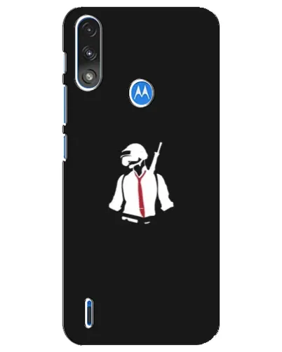Чехол для Motorola E7 Power с картинкой «PUBG — силуэт воина»
