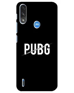 Чехол для Motorola E7 Power с картинкой «PUBG — белый логотип»