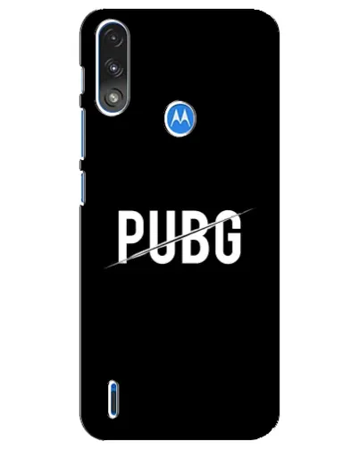 Чехол для Motorola E7 Power с картинкой «PUBG — белый логотип»