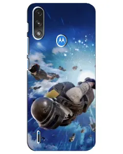 Чехол для Motorola E7 Power с картинкой «Десант PUBG — прыжок»