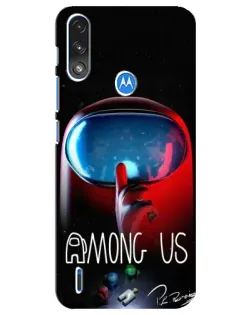 Чохол для Motorola E7 Power з картинкою «Червоний імпостер — макро»
