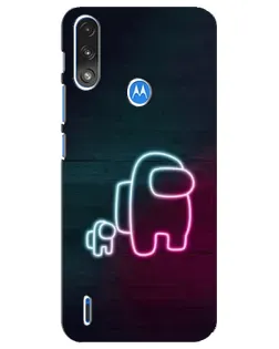 Чохол для Motorola E7 Power з картинкою «Among Us неон-арт»