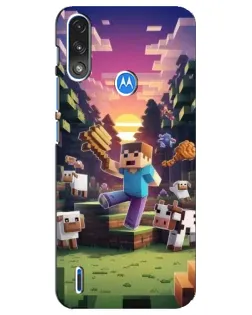 Чехол для Motorola E7 Power с картинкой «Стив на ферме»