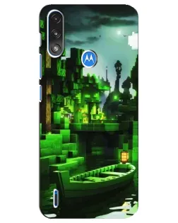 Чехол для Motorola E7 Power с картинкой «Minecraft лесной пейзаж»
