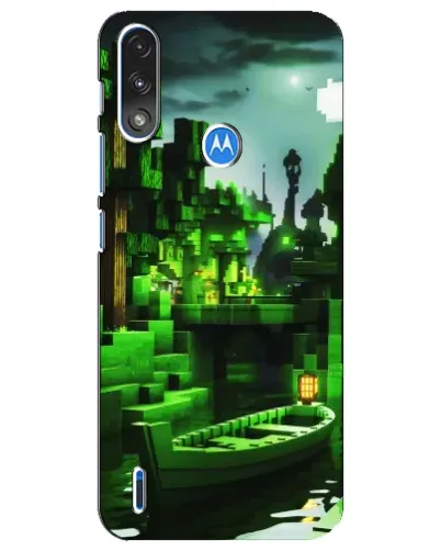 Чехол для Motorola E7 Power с картинкой «Minecraft лесной пейзаж»