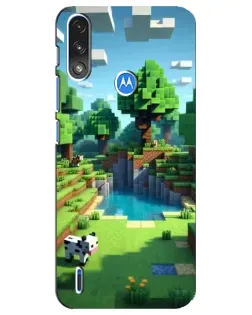 Чехол для Motorola E7 Power с картинкой «Minecraft летний день»