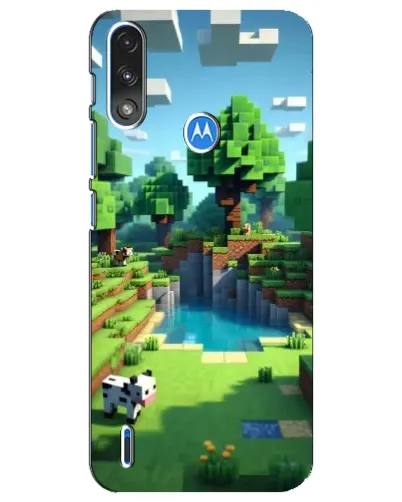 Чехол для Motorola E7 Power с картинкой «Minecraft летний день»