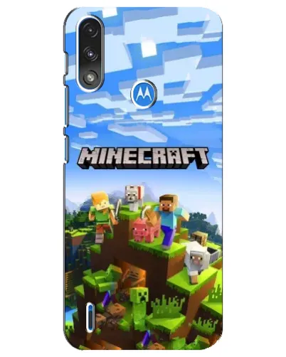 Чехол для Motorola E7 Power с картинкой «Minecraft классический мир»