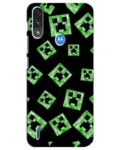 Чехол для Motorola E7 Power с картинкой «Паттерн с криперами»