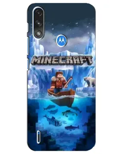 Чехол для Motorola E7 Power с картинкой «Minecraft ледяной мир»
