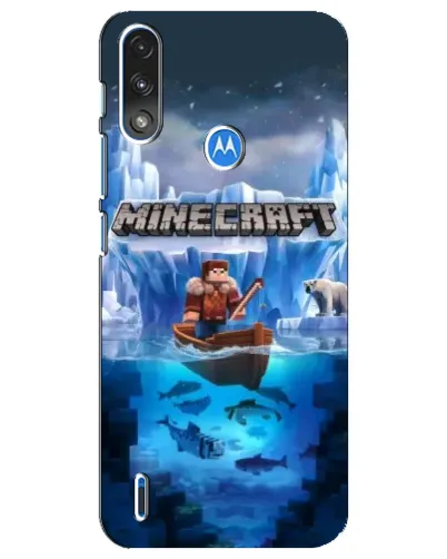 Чехол для Motorola E7 Power с картинкой «Minecraft ледяной мир»