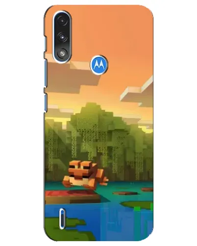 Чехол для Motorola E7 Power с картинкой «Майнкрафт закат солнца»