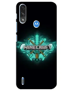 Чехол для Motorola E7 Power с картинкой «Minecraft Diamond лого»