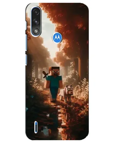 Чехол для Motorola E7 Power с картинкой «Стив в лесу»