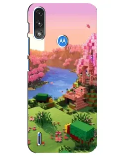 Чехол для Motorola E7 Power с картинкой «Розовое дерево Minecraft»